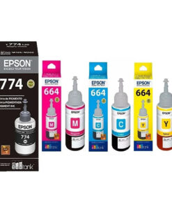 BOTELLAS DE TINTA EPSON COMBO 774 NEGRO + 664 COLORES (CIAN, MAGENTA Y AMARILLO)